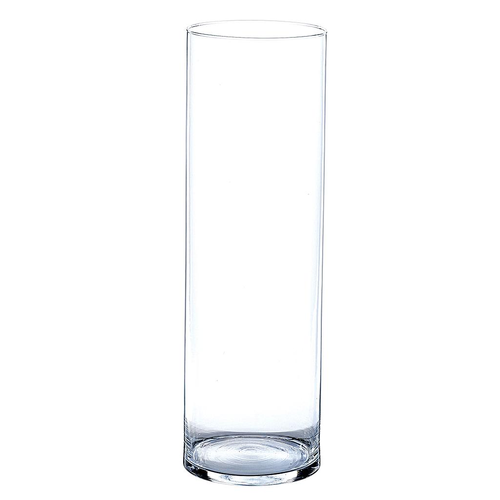 VASE CYLINDRIQUE VERRE  TRANSPARENT H30 DIAM 9CM_34004 