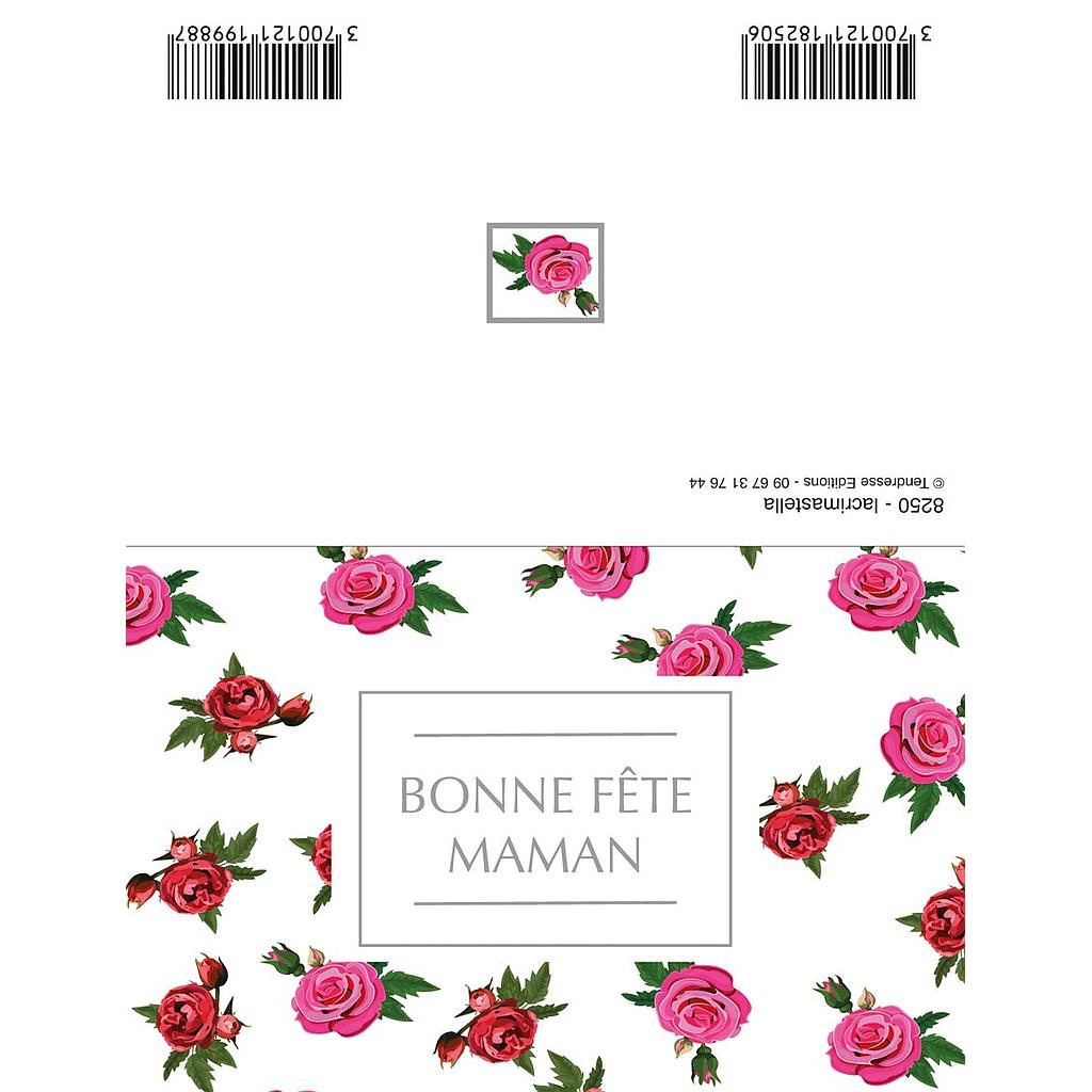 CARTE DOUBLE PLIEE "BONNE FETE MAMAN" SACHETx10pcs_8250