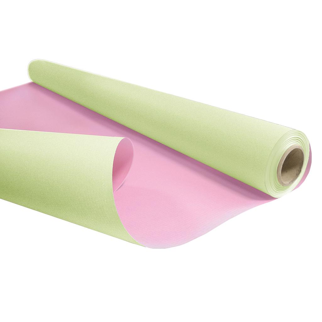 ROULEAU DE PAPIER KRAFT DUO_RECTO/VERSO_0.79x40M_VERT PASTEL/ROSE PASTEL_77R0251 