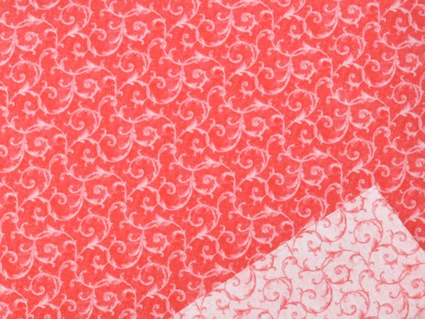 ROULEAU PAPIER IMPERMEABLE _RECTO ARABESQUE BLANCHE FOND ROUGE _VERSO ARABESQUE ROUGE FOND BLANC _38GEURDB507A