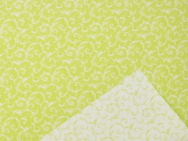 ROULEAU PAPIER IMPERMEABLE _RECTO ARABESQUE BLANCHE FOND VERT _VERSO ARABESQUE VERTE FOND BLANC _38GEUGDB507A