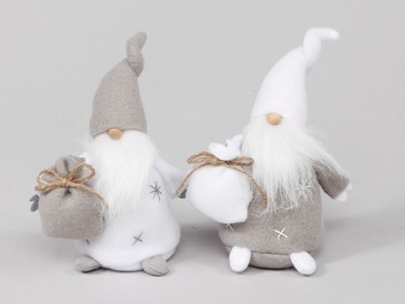 PERSONNAGE SANTA'S_SET DE 2_GRIS/BLANC_17cm_221939