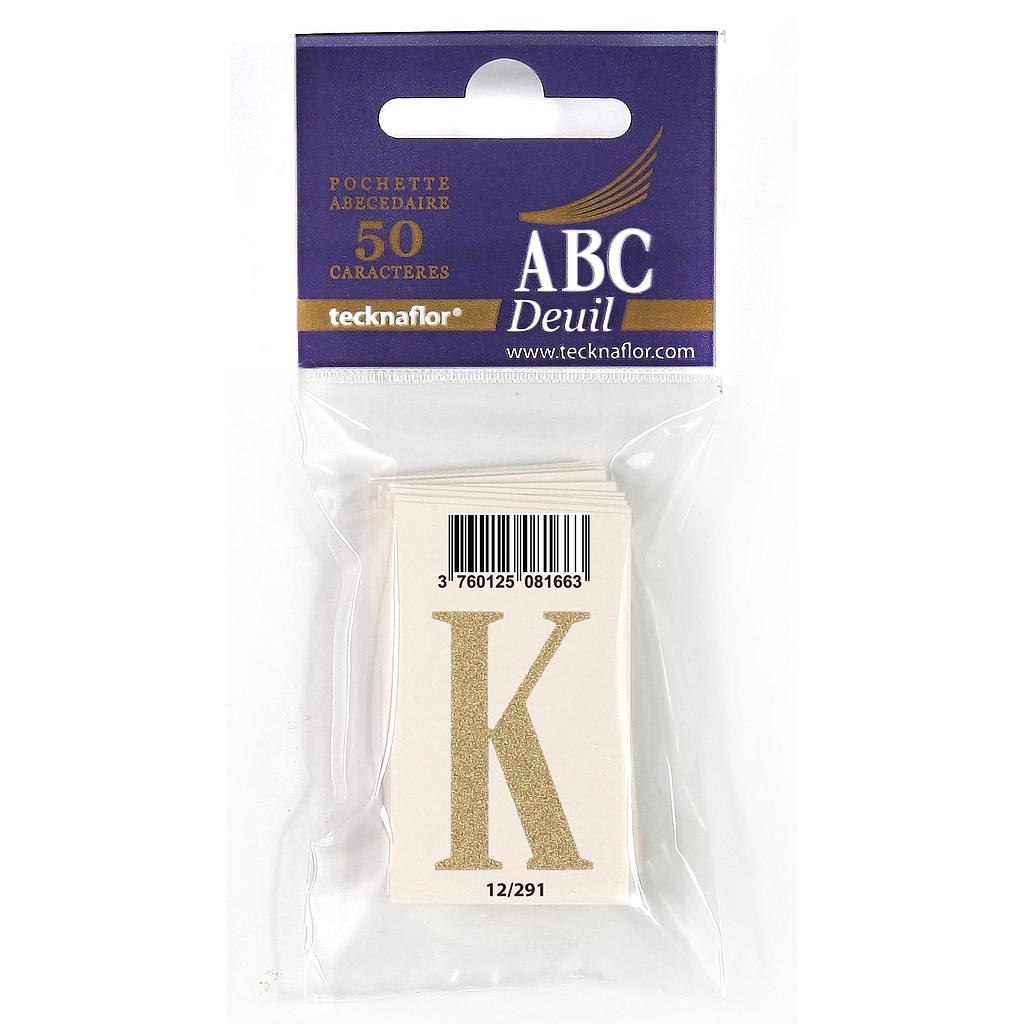LETTRE DECALCOMANIE POUR RUBAN MORTUAIRE "K"