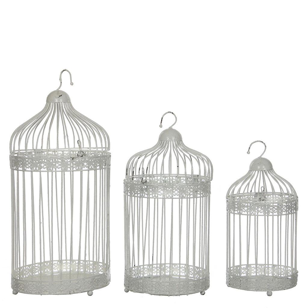 CAGE SET DE 3 _H 40cm x DIAM 18cm_ BLANC_1031431