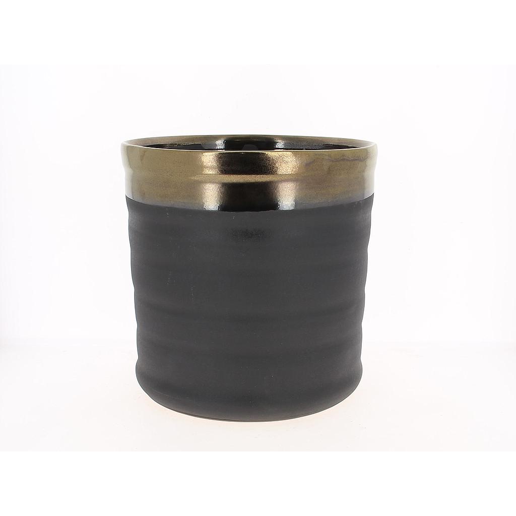 CACHE POT_NOIR ET OR_Diam 28_H28cm_18NO2004-GD 