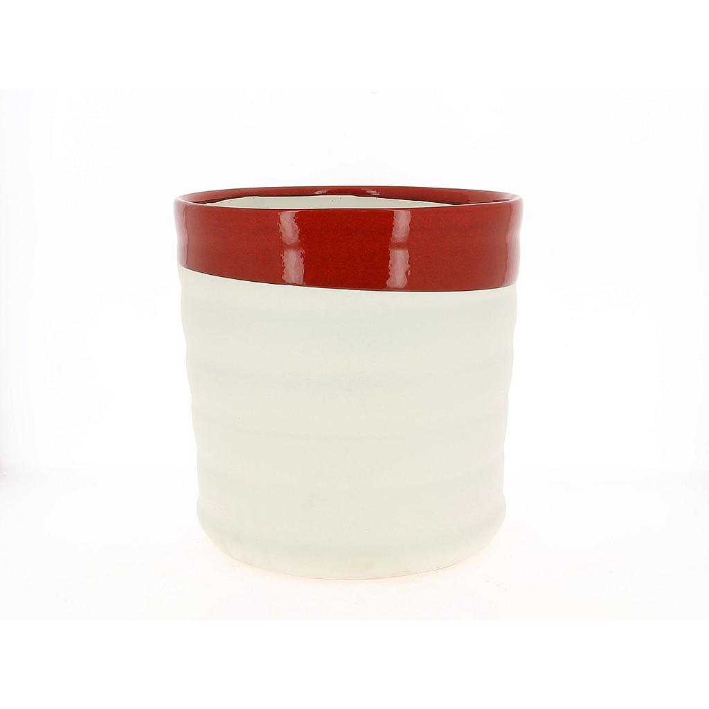 CACHE POT_BLANC ET ROUGE_Diam 28_H28cm_18NO2004-BDX