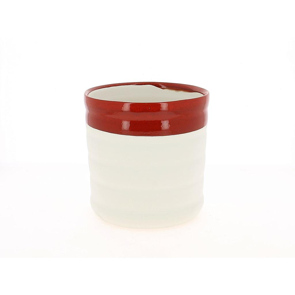 CACHE POT_BLANC ET ROUGE_Diam 20_H20cm_18NO2002-BDX