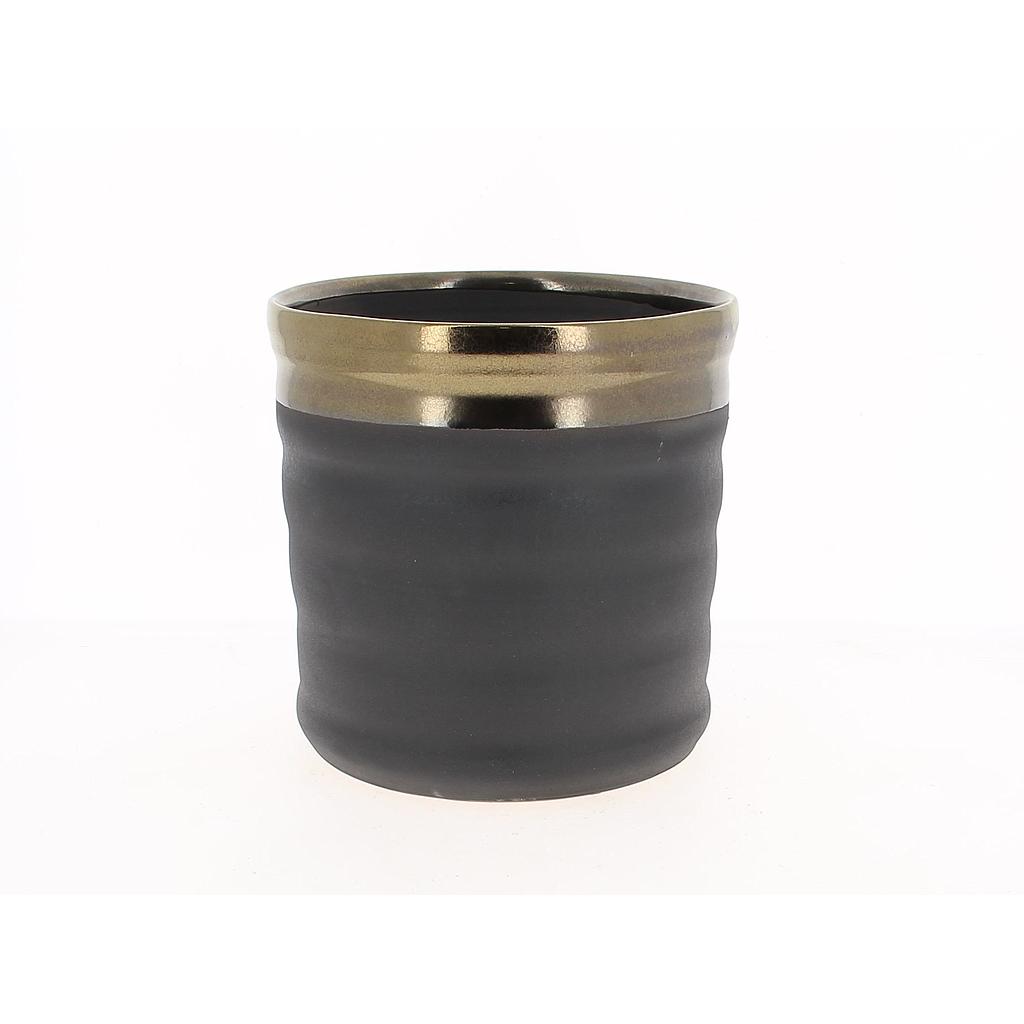 CACHE POT_NOIR ET OR_Diam 20_H20cm_18NO2002-GD