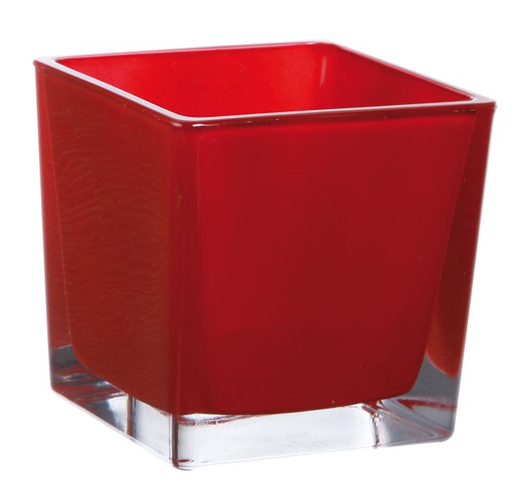 CUBE EN VERRE ROUGE 8x8cm_1752ROU