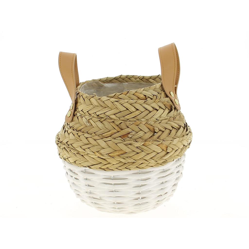 PANIER ROND VANNERIE BICOLORE_Diam 15xH 21cm_19LG1006