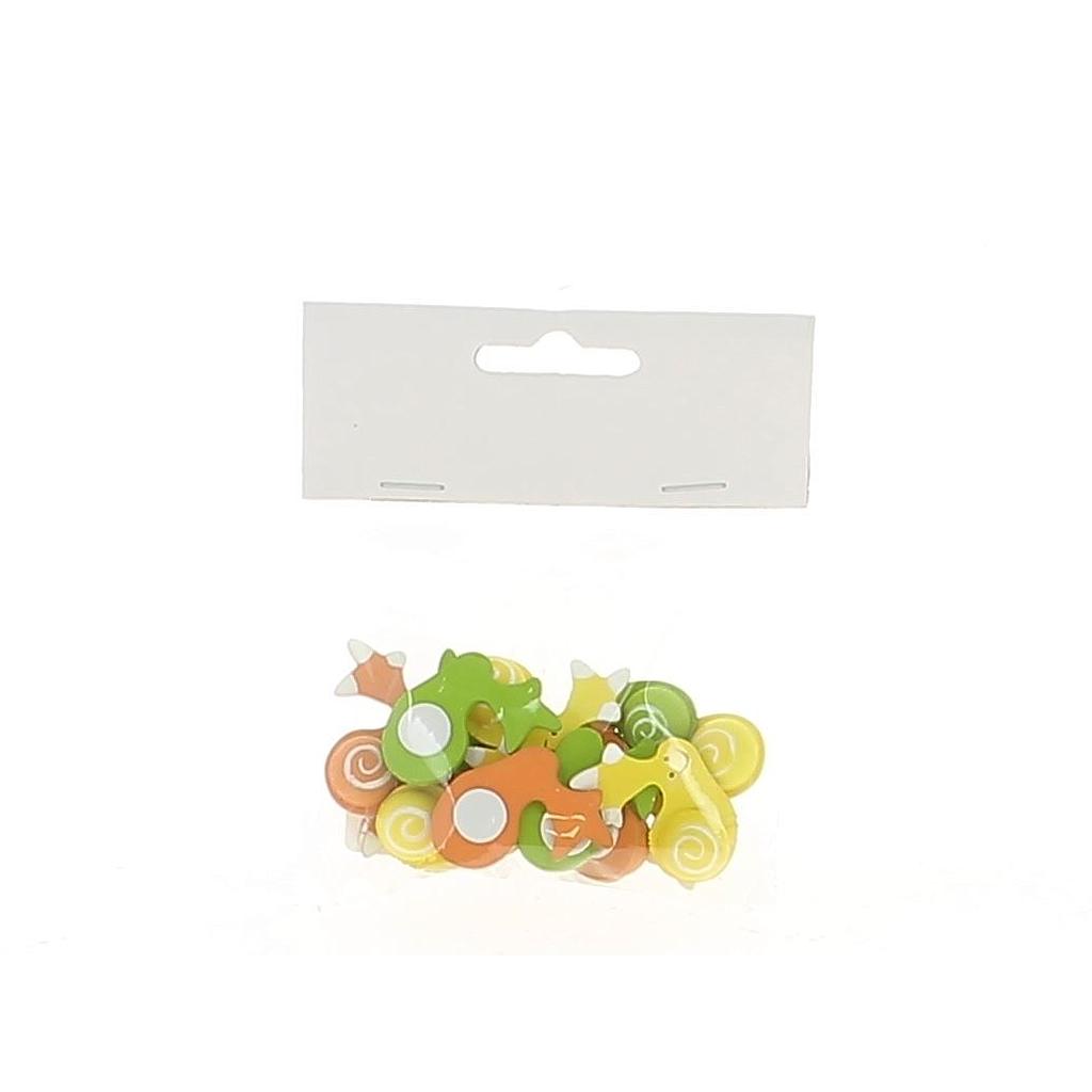 SACHET DE 12 AUTOCOLLANTS ESCARGOT ORANGE JAUNE VERT_3,5cm _19LX1056