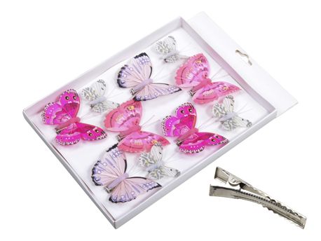 PAPILLON ASSORTI ROSE SUR CLIP_10 pièces_354046