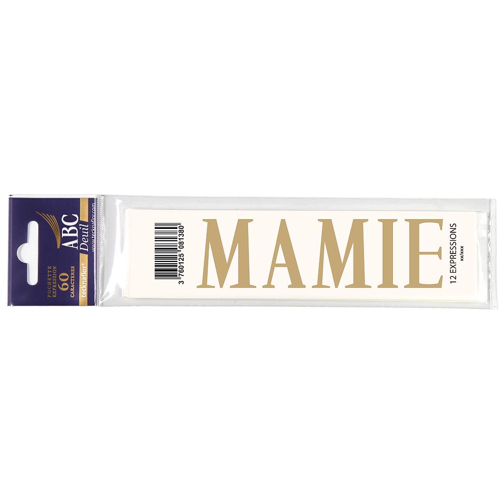 MOT DECALCOMANIE POUR RUBAN MORTUAIRE "MAMIE"